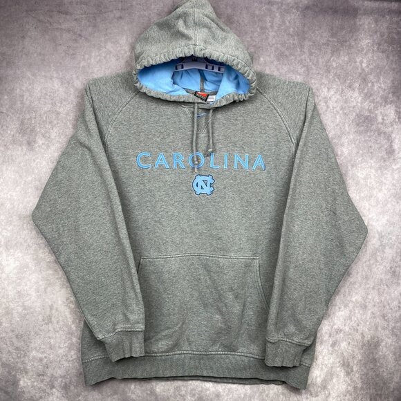 VTG NIKE Carolina Tarheels Hoodie Mens L Gray 1990's 00s Y2K Basketball Workout - Picture 1 of 11